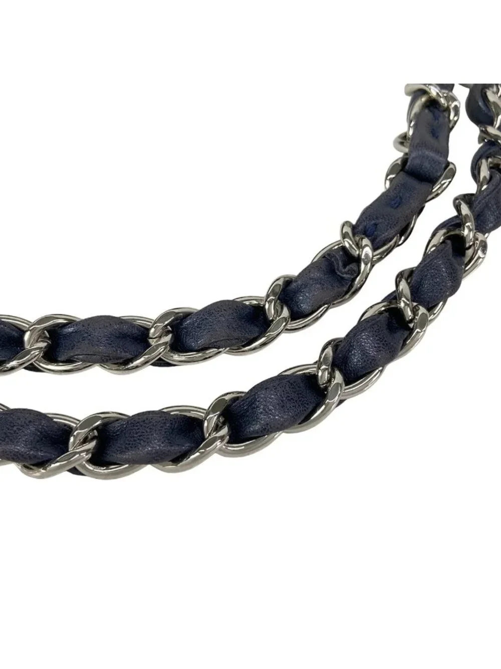 Chanel Shoulder Bag Dark Green Chain Silver Leather
